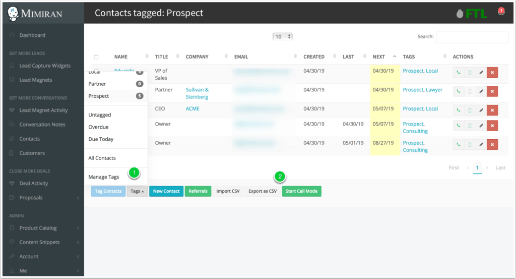 Mimiran Contacts with Tags