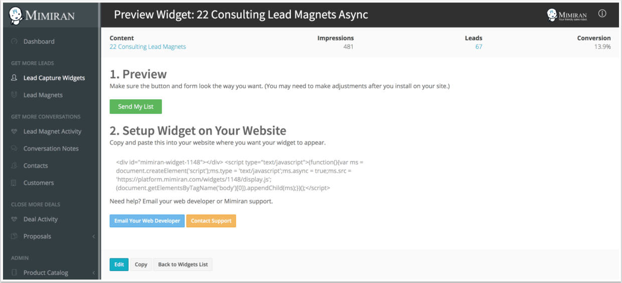 Add Lead Capture Widget to Website