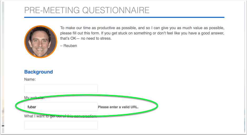 Client Intake Form Field Validation