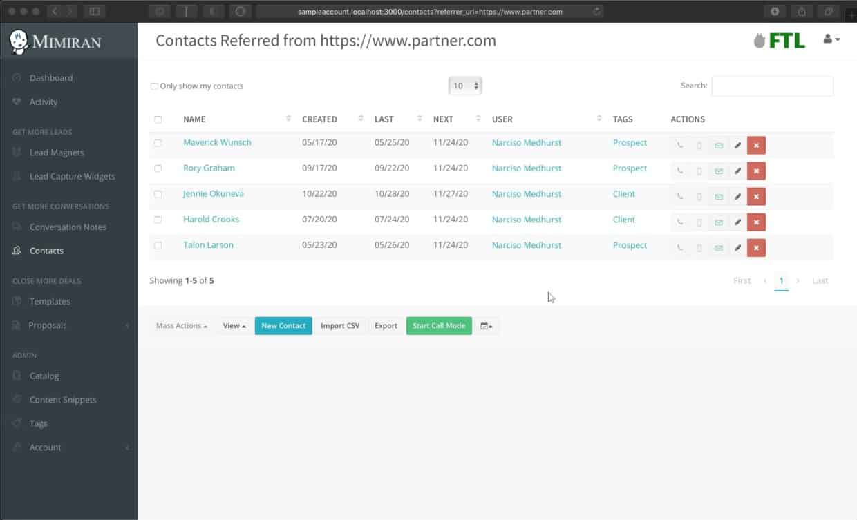Mimiran Web Contacts from Page