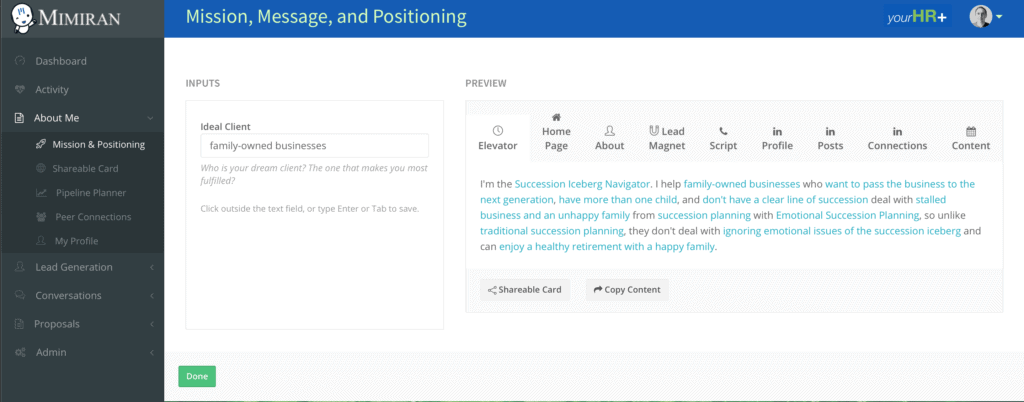 Mimiran Positioning Generator