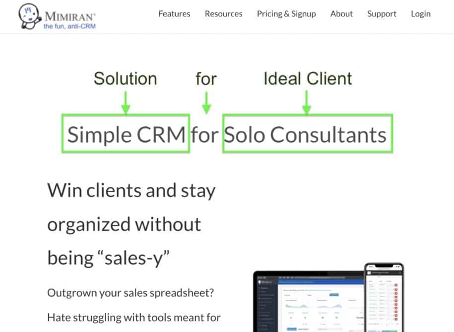 Mimiran solution for ideal client website formula