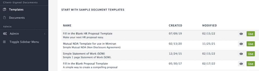 Mimiran Proposal Document Templates