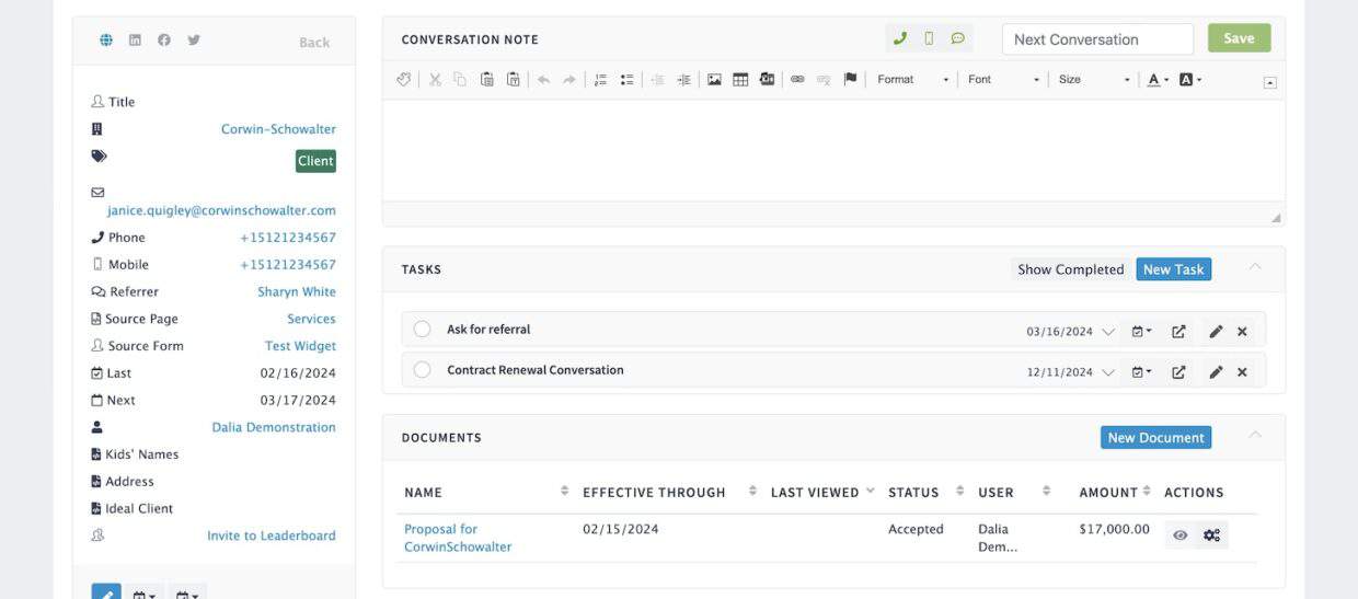 Mimiran CRM Contact Tasks